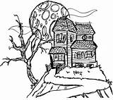 Haunted Coloring House Pages Drawing Mansion Spooky Printable Sketch Simple Hill Color Houses Kids Castle 3d Halloween Printables Print Colouring sketch template