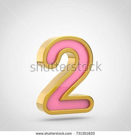 pink number   render  pink font  golden outline isolated  white background photo