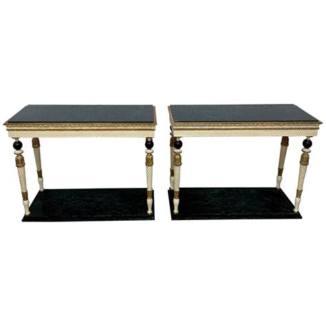 french maison jansen pair of feather consoles plaster and wood base