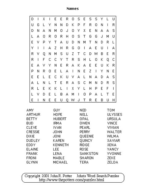 johns word search puzzles names