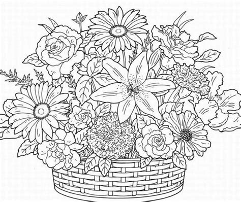 flower basket coloring pages  pinterest flower basket