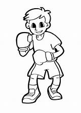 Boxing Gloves Boy Coloring Wearing Printable Description Kids sketch template