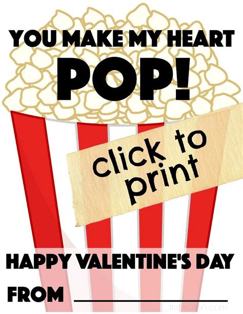 printable valentine    heart pop valentines day gifts