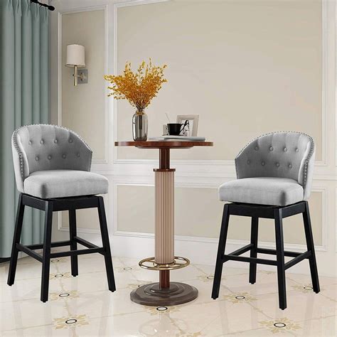 vanity art kitchen bar stools set   solid wood tufted swivel bar stools comfortable arm