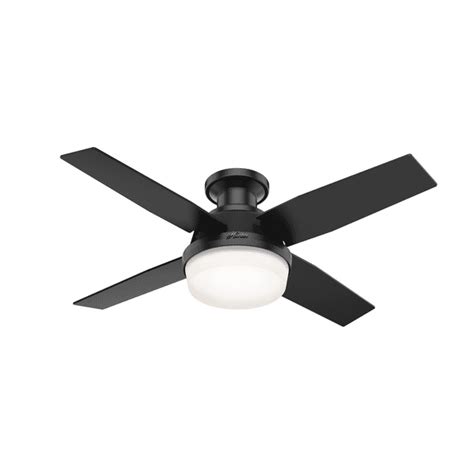 hunter  dempsey  profile outdoor ceiling fan  matte black  led light  handheld
