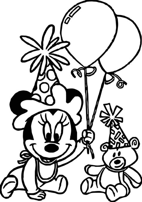 baby minnie mouse birthday party coloring page wecoloringpagecom
