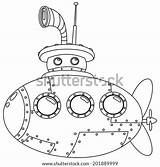 Vector Outlined Submarine Coloring Illustration Shutterstock Lightbox Save sketch template