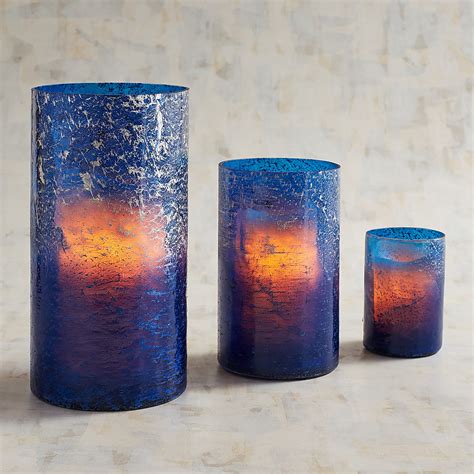 Blue Glass Hurricane Candle Holders Pier1