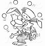 Clown Coloring Cartoon Juggling Bunny Outline Drawing Pages Juggle Getdrawings sketch template