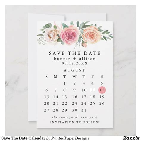 save  date calendar zazzle floral wedding save   save