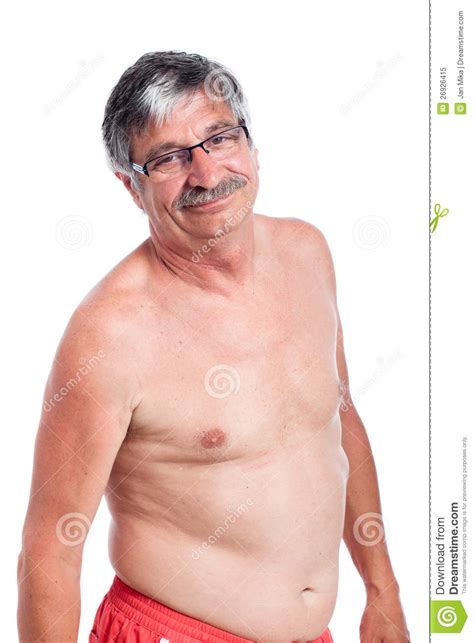 Happy Shirtless Senior Man Stock Image Image Of Adult