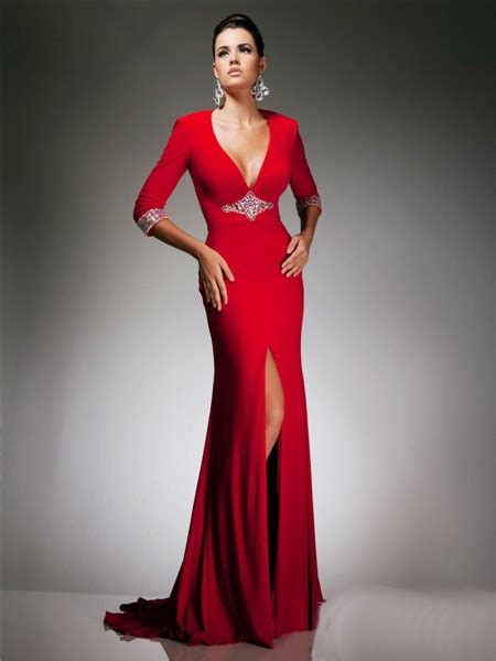 sexy tight v neck backless cut out long red jersey beading