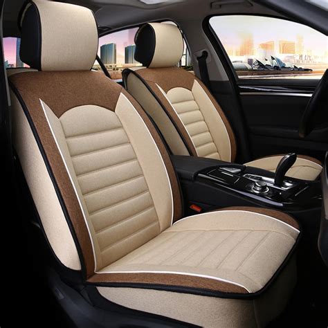pcs universal car seat covers soft breathable linen fabric automoblies car seat cover set