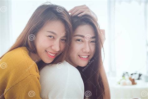 Lovely Lesbian Couple Together Concept Couple Of Young Asian Women