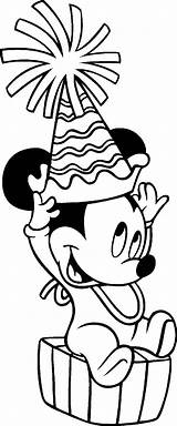 Mickey Mouse Birthday Coloring Pages Happy Baby Minnie Hat 1st Cake First Drawing Printable Friends Disney Color Little Colouring Popular sketch template
