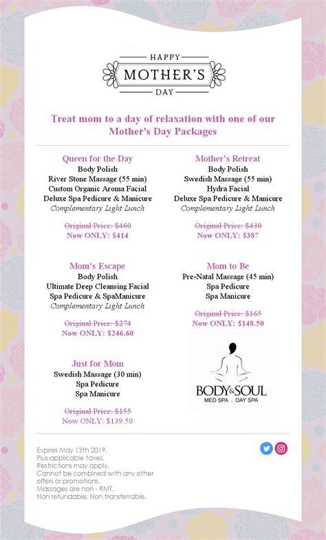 mothers day spa packages body  soul day med spa
