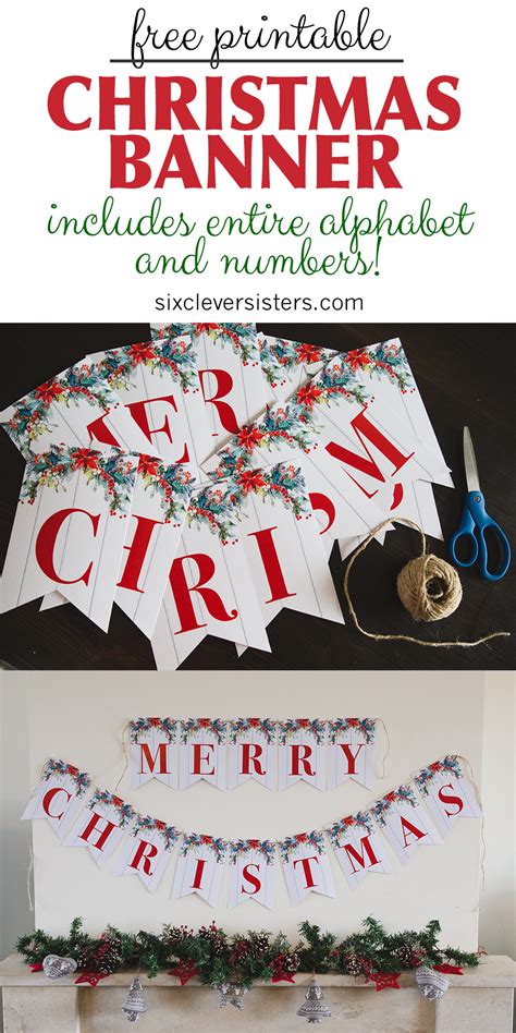 printable merry christmas banner  clever sisters