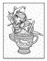 Coloring Pages Christmas Girls Book Lynn Hannah Hot Fairy Adults Girl Adult Cocoa Printable Mug Whimsy Coloriage Emoji Colouring Books sketch template