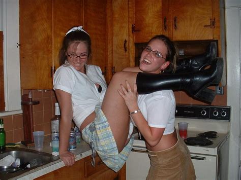 amateur girls get drunk at a party and playfully show their private parts