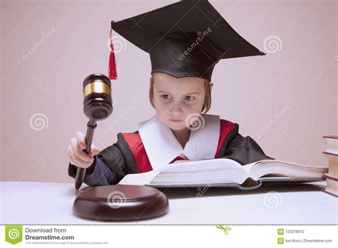 portrait   child girl judge lawyer   decision stock