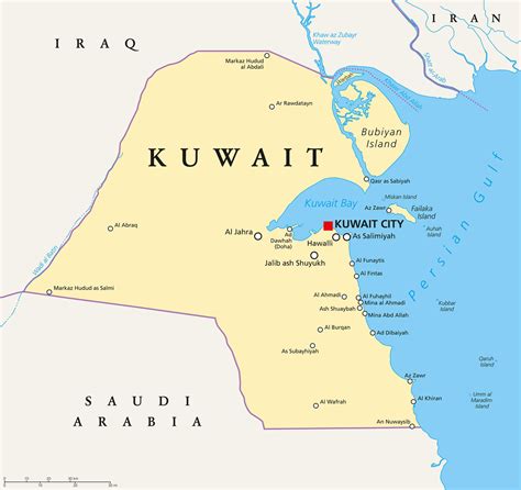 kuwait map guide   world