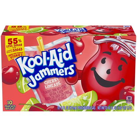 kool aid jammers cherry limeade naturally flavored soft drink  ct box  fl oz pouches