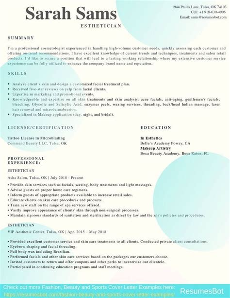 esthetician resume samples templates pdfdoc  esthetician