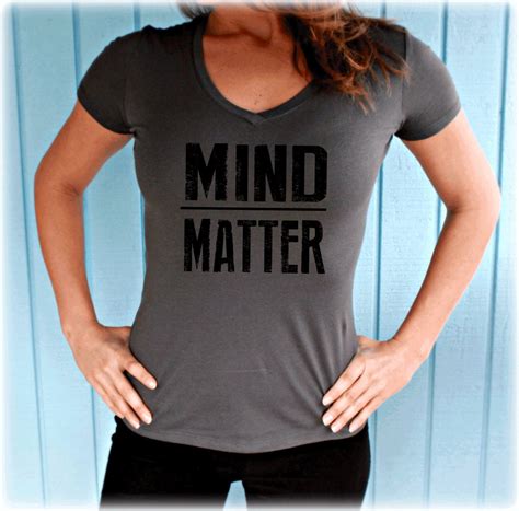 mind over matter womens sporty v neck t shirt motivational quote tee