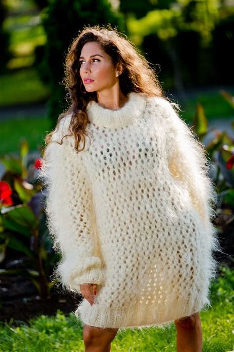 Tiffy Mohair Hand Knitted Crewneck Sweater Fuzzy Fluffy Thick Etsy