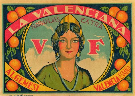 authentic vintage antique print la valencia spanish crate label