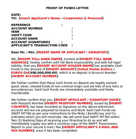 proof  funds letter bank  america payment proof