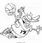 Cartoon Dunk Slam Making Vector Man Outlined Coloring Basketball Ron Leishman Royalty sketch template