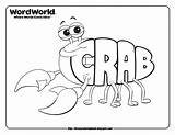 Crab Coloring Sheets Wordworld Print Worksheets Pages Printable Disney Alphabet Animal Word Worksheet Kids Learn Pig Ant Large Cartoon  sketch template