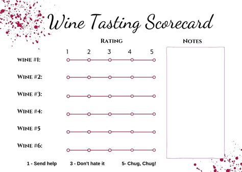 wine tasting card printable wine tasting scorecard wine etsy