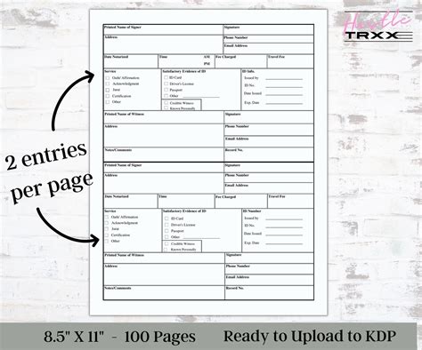 notary journal notary record log book instant  kdp interior