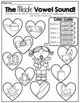 Coloring Sound Vowel Pages Short Color Middle Kindergarten Worksheets Colorear Word Vowels Activity Sounds Activities Printable Phonics Sheets Por Valentines sketch template