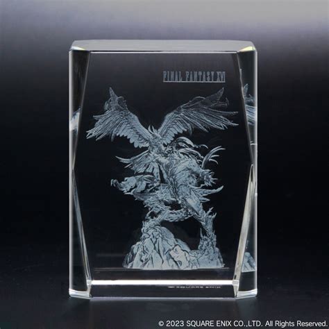 final fantasy xvi 3d crystal glass phoenix and ifrit square enix store
