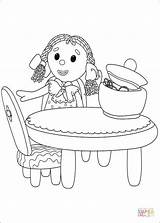 Coloring Pages Andy Pandy Loo Table Sitting Girl Looby Over Cartoons Coloriage Par sketch template