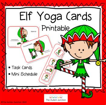 printable elf yoga task cards   autism junction tpt