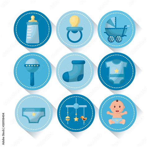 baby shower stickers babe  sockhanging mobile clothe vector