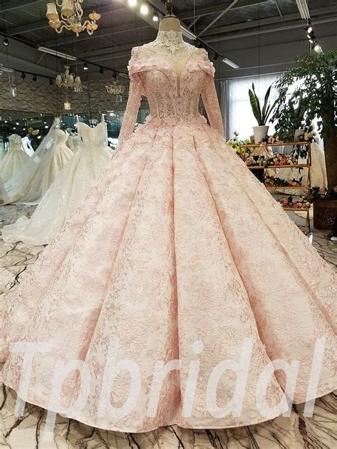 ball gown bridal dress pink long sleeve  size  sale bridal dress pink bridal ball gown