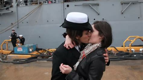 lesbian couple share first kiss after navy ship docks video public radio international