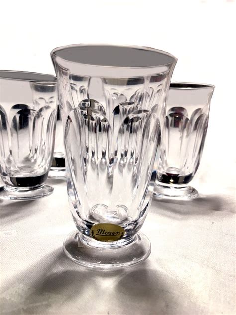 Moser Water Glasses Art Nouveau Hand Blown Engraved Lady Hamilton By