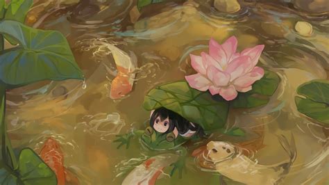Desktop Wallpaper Tsuyu Asui In Lake Anime Girl Hd Image