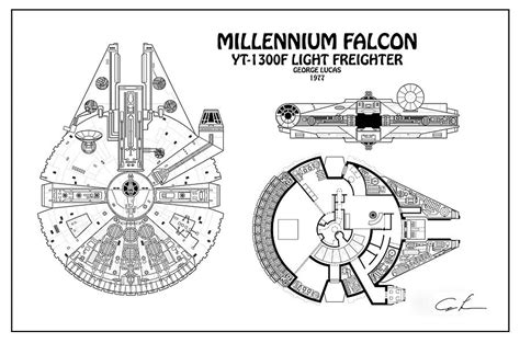 diagram illustration   millennium falcon  star wars digital art  stockphotosart