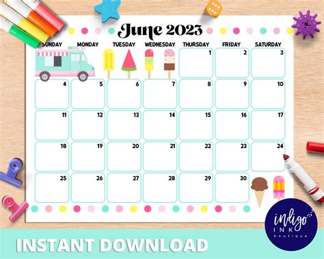 june calendar  instant  monthly planner digital etsy mexico