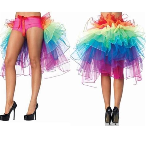 half rainbow mini neon tutu skirt rave party dance bustle burlesque sex