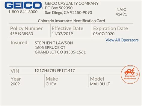 geico print insurance card financial report