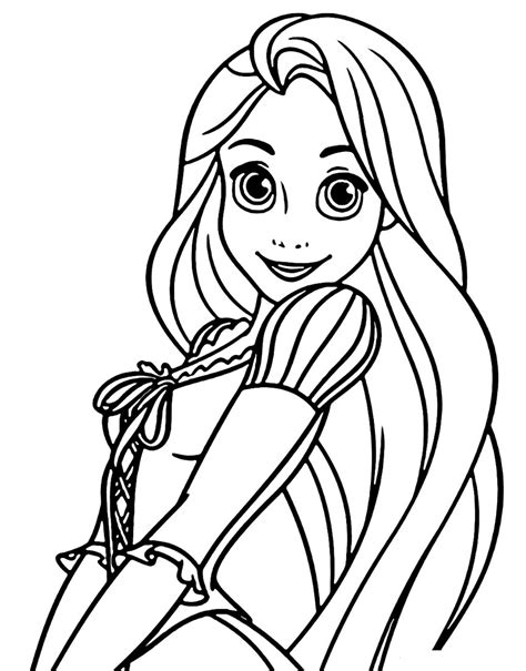 smiling rapunzel coloring page  printable coloring pages