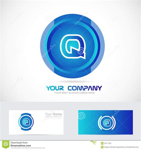 Letter Q Blue Blue Circle Logo Stock Vector Illustration